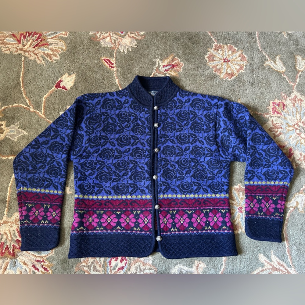 Herman Geist Women's Wool Button Up Cardigan Sweater Size L
